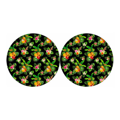 Black Tropical Hawaiian Pattern Print Car Coasters