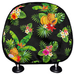 Black Tropical Hawaiian Pattern Print Car Headrest Covers