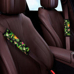 Black Tropical Hawaiian Pattern Print Car Seat Belt Covers