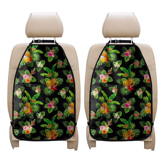 Black Tropical Hawaiian Pattern Print Car Seat Organizers
