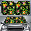 Black Tropical Hawaiian Pattern Print Car Sun Shade GearFrost