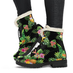 Black Tropical Hawaiian Pattern Print Comfy Boots GearFrost