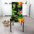 Black Tropical Hawaiian Pattern Print Dining Chair Slipcover