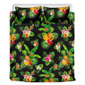 Black Tropical Hawaiian Pattern Print Duvet Cover Bedding Set