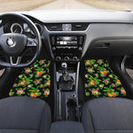 Black Tropical Hawaiian Pattern Print Front Car Floor Mats