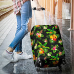 Black Tropical Hawaiian Pattern Print Luggage Cover GearFrost