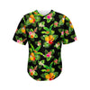 Black Tropical Hawaiian Pattern Print Men's Baseball Jersey