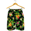 Black Tropical Hawaiian Pattern Print Men's Shorts