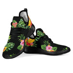 Black Tropical Hawaiian Pattern Print Mesh Knit Shoes GearFrost