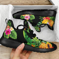 Black Tropical Hawaiian Pattern Print Mesh Knit Shoes