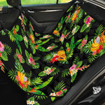 Black Tropical Hawaiian Pattern Print Pet Car Back Seat Cover