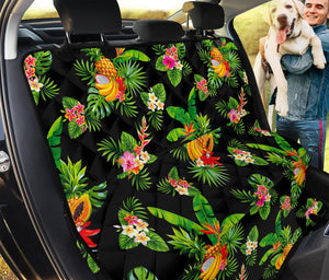 Black Tropical Hawaiian Pattern Print Pet Car Back Seat Cover