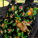 Black Tropical Hawaiian Pattern Print Pet Car Back Seat Cover