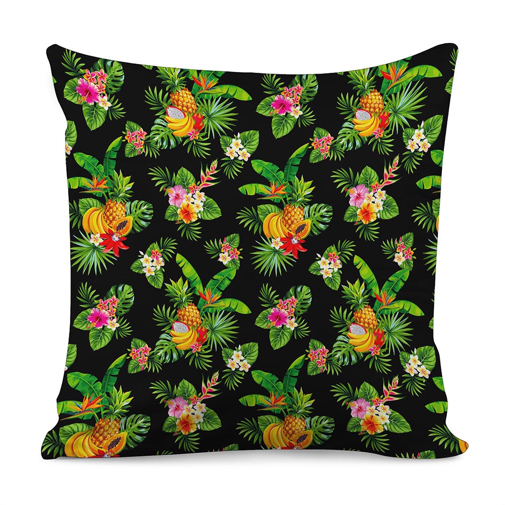 Black Tropical Hawaiian Pattern Print Pillow Cover