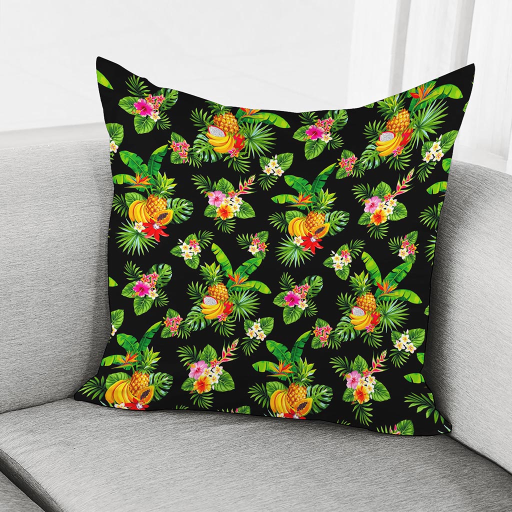 Black Tropical Hawaiian Pattern Print Pillow Cover