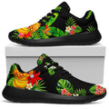Black Tropical Hawaiian Pattern Print Walking Shoes