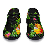 Black Tropical Hawaiian Pattern Print Sport Shoes GearFrost