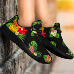 Black Tropical Hawaiian Pattern Print Sport Shoes GearFrost