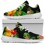 Black Tropical Hawaiian Pattern Print Sport Shoes GearFrost