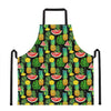 Black Tropical Pineapple Pattern Print Apron