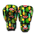 Black Tropical Pineapple Pattern Print Boxing Gloves