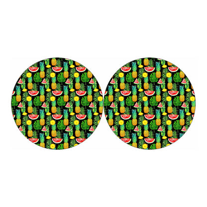 Black Tropical Pineapple Pattern Print Car Coasters