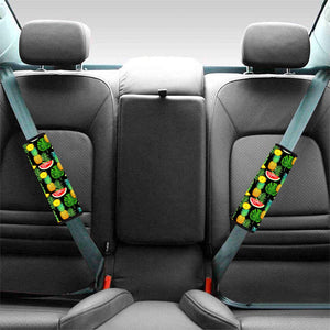 Black Tropical Pineapple Pattern Print Car Seat Belt Covers