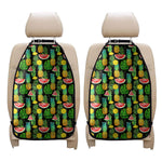 Black Tropical Pineapple Pattern Print Car Seat Organizers