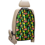 Black Tropical Pineapple Pattern Print Car Seat Organizers