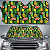 Black Tropical Pineapple Pattern Print Car Sun Shade GearFrost