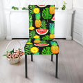 Black Tropical Pineapple Pattern Print Dining Chair Slipcover