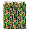 Black Tropical Pineapple Pattern Print Duvet Cover Bedding Set
