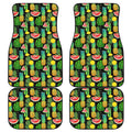 Black Tropical Pineapple Pattern Print Front and Back Car Floor Mats
