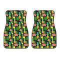 Black Tropical Pineapple Pattern Print Front Car Floor Mats