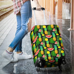 Black Tropical Pineapple Pattern Print Luggage Cover GearFrost