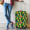Black Tropical Pineapple Pattern Print Luggage Cover