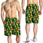 Black Tropical Pineapple Pattern Print Men's Shorts