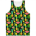 Black Tropical Pineapple Pattern Print Men's Tank Top