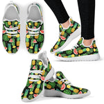 Black Tropical Pineapple Pattern Print Mesh Knit Shoes GearFrost