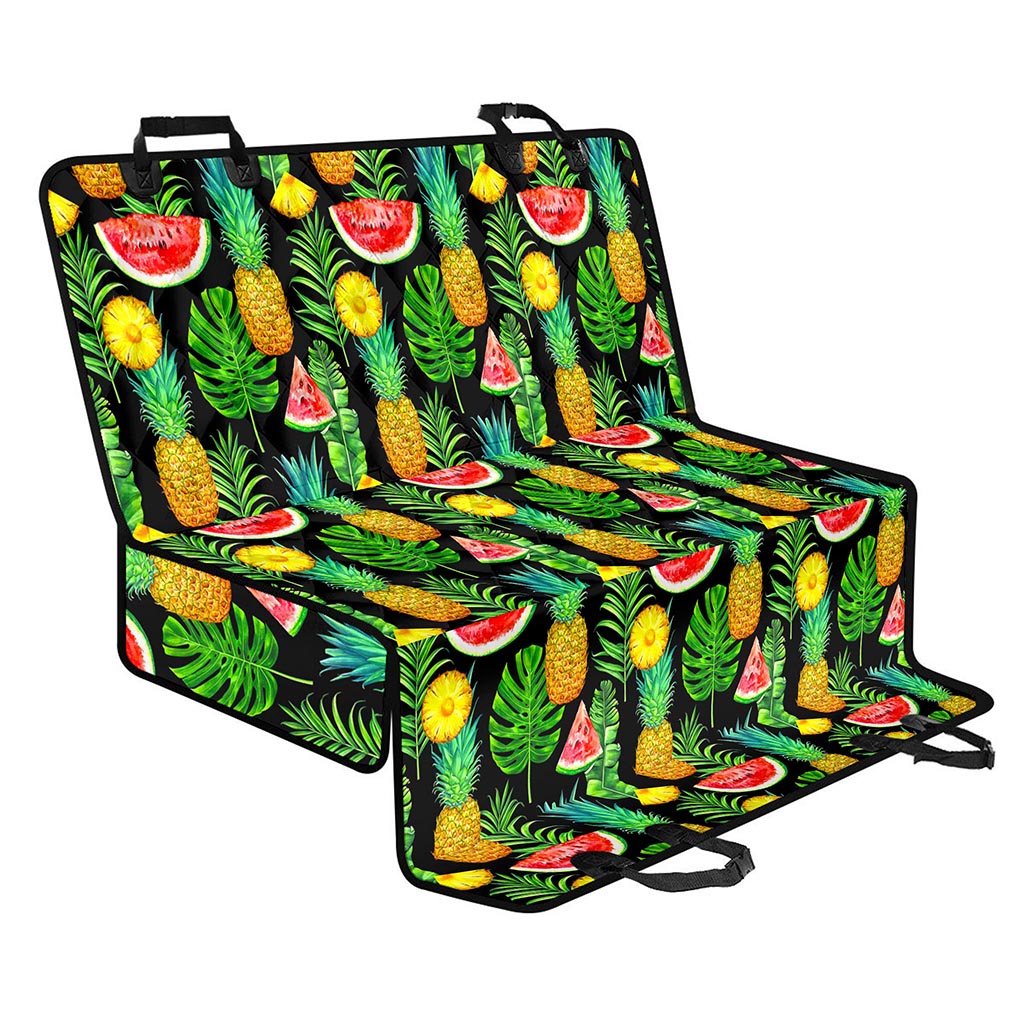 Black Tropical Pineapple Pattern Print Pet Car Back Seat Cover