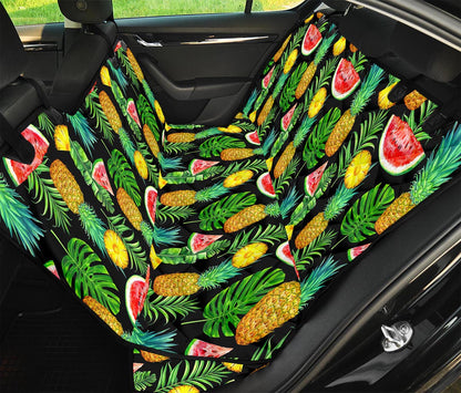Black Tropical Pineapple Pattern Print Pet Car Back Seat Cover