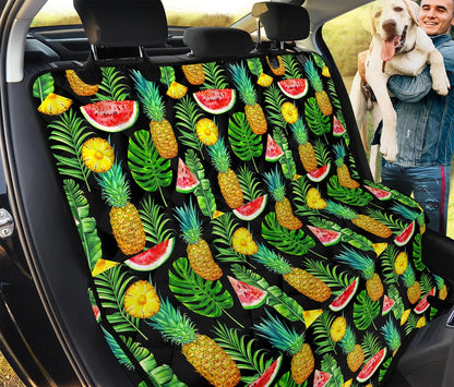 Black Tropical Pineapple Pattern Print Pet Car Back Seat Cover