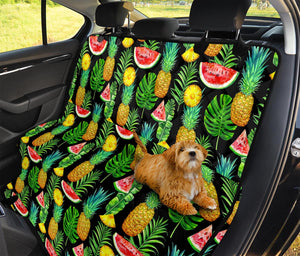 Black Tropical Pineapple Pattern Print Pet Car Back Seat Cover