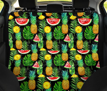 Black Tropical Pineapple Pattern Print Pet Car Back Seat Cover