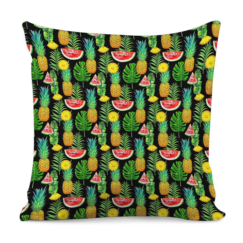 Black Tropical Pineapple Pattern Print Pillow Cover