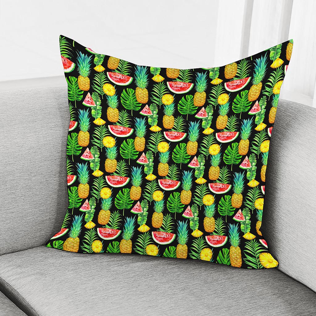 Black Tropical Pineapple Pattern Print Pillow Cover