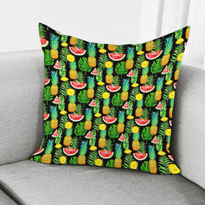 Black Tropical Pineapple Pattern Print Pillow Cover