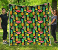 Black Tropical Pineapple Pattern Print Quilt