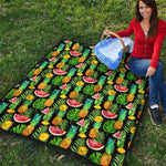 Black Tropical Pineapple Pattern Print Quilt