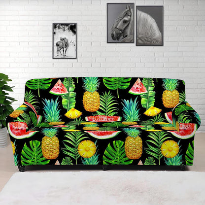 Black Tropical Pineapple Pattern Print Sofa Cover